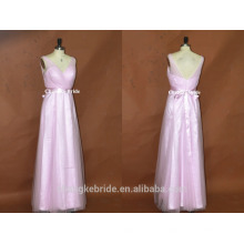 Ever Pretty Elegant V-neck Long Tulle Maxi Robe de demoiselle d&#39;honneur avec ceinture